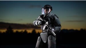 This bulletproof body armor exoskeleton innovation can take rounds from AK-47 assault rifle
