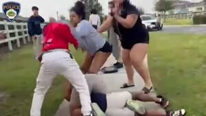 Florida woman 'instigated, jeered and intervened' in student school bus fight in wild melee video: police