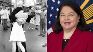 VA official who tried to ban iconic WWII kissing photo has controversial history: 'Unequivocally offensive'
